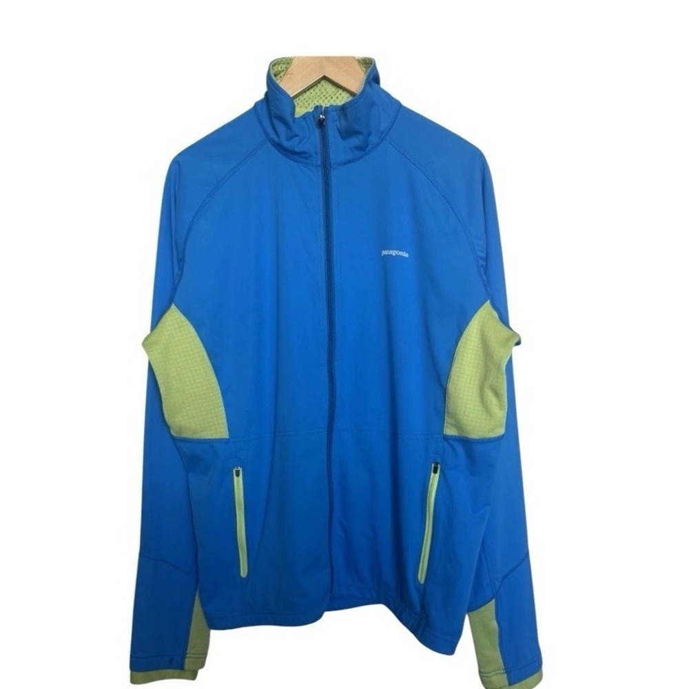 Patagonia Wind Shield Jacket Polartec Full Zip Reflective Mens Large Blue
